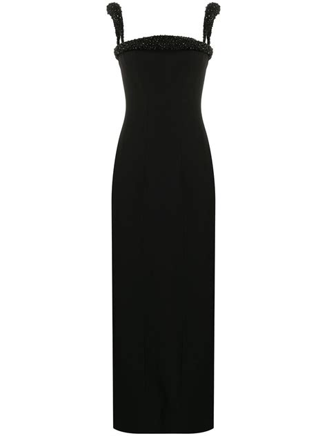 versace bead trim column dress|More.